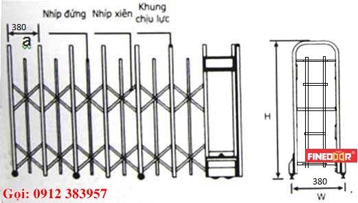 Mô hình cổng xếp sắt sơn tĩnh điện, cổng xếp tự động bằng sắt, cổng xếp, cổng xếp sắt sơn tĩnh điện, cổng xếp kéo tay